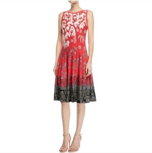 Nic + Zoe Terrace Twirl Sleeveless A-line Knit Jersey Floral Midi Dress Size M